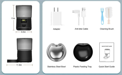 NPET 4L Automatic smart pet feeder for cats dogs multiple pets with stainless steel bowl Customize healthy food 1-9 portions